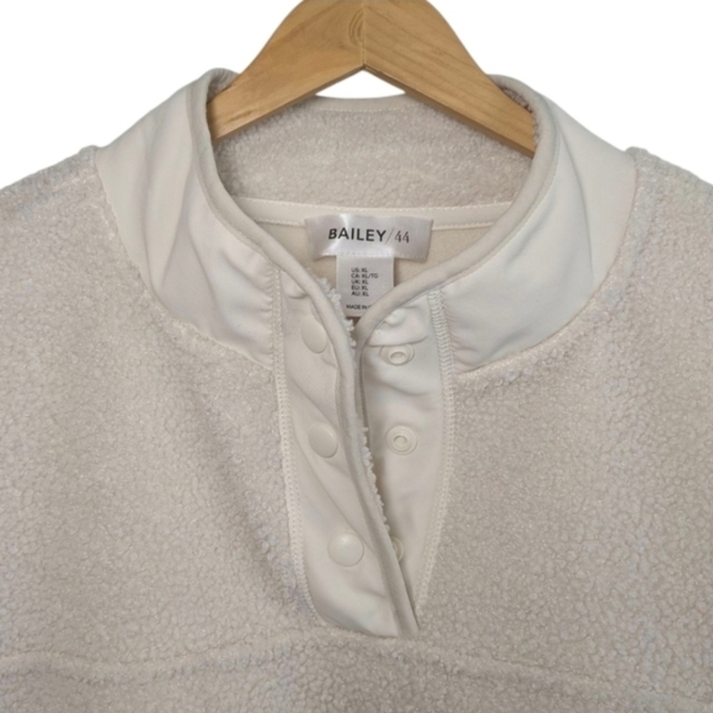 Bailey 44 Cream Sherpa Henley Pullover XL Snap Neck Cozy Fleece NWOT - Picture 3 of 7